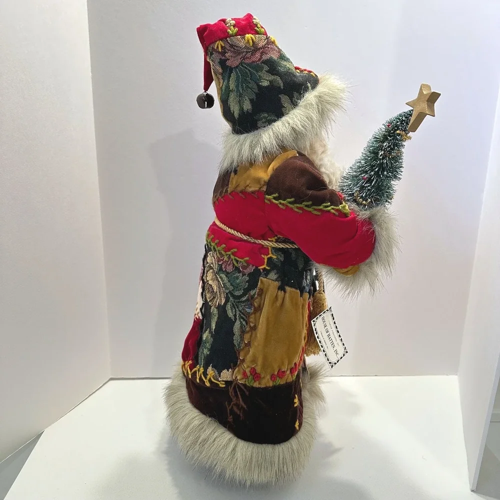 House‎ of Hatten Victorian Crazy Quilt Santa Claus Father Christmas Figurine Tag